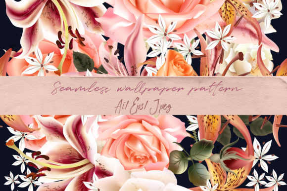 Floral Pattern Roses and Lily Vector: A Polished Design Asset for Content Creators