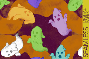 Funny Ghosts Seamless Pattern Design: A Versatile Graphic for Handmade Creations
