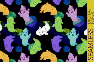 Ghost Booing and Flying- Seamless Design for Website Patterns