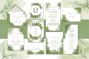 Green Floral Wedding Invitation Set: A Print Template with Elegance