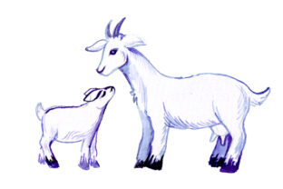Mom and Baby Goats in Watercolor Style: A Versatile Animal Design Asset
