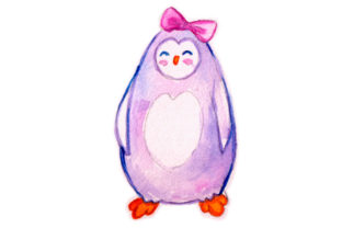Penguin Dughter in Watercolor