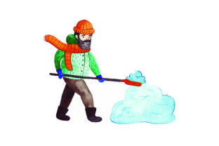 Person Shoveling Snow - Watercolor for Winter Merch