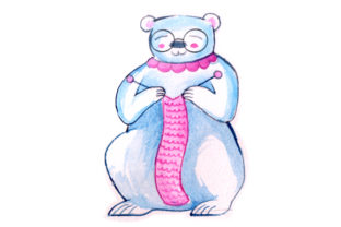 Polar Bear Grandmother in Watercolor: A Unique Animal Design for Small Business Branding