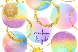 Rainbow Dots Golden Decoration Clipart Set for Crafts & Marketing
