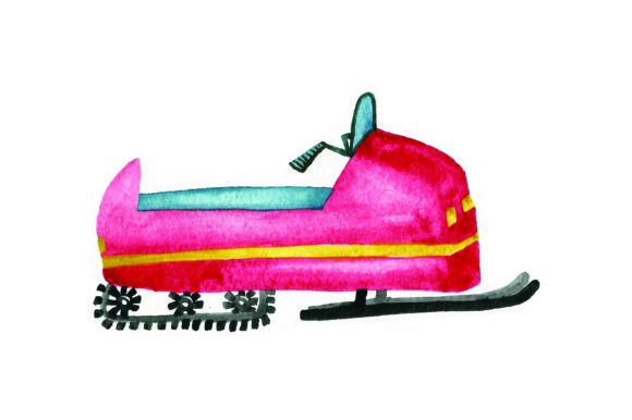 Snowmobile - Watercolor for Winter Branding and Local Business Design