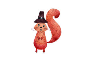 Squirrel Wearing Pilgrim Hat - Thanksgiving Design