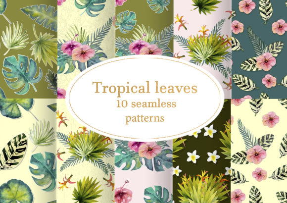 Tropical Leaves Seamless Patterns for Modern Design Projects